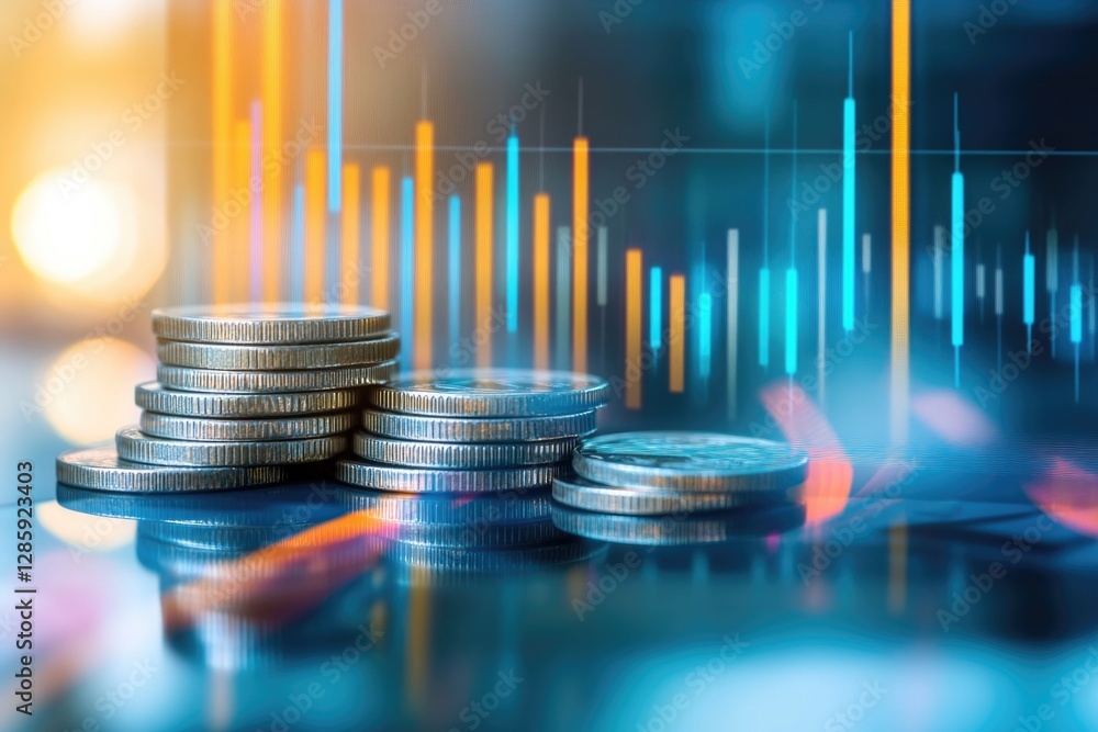 Poster a pile of coins resting on a flat surface, suitable for use in financial or commercial contexts