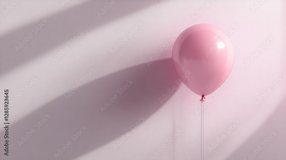 Poster a 3d square balloon with a matte finish, pastel pink, floating on a white background with soft shado