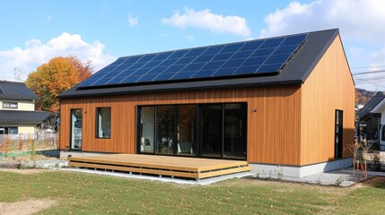 Obraz premium A green home featuring a passive cooling system and natural ventilation.
