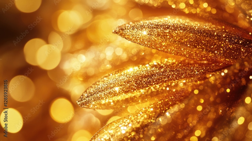 Aufkleber a close-up shot of a flower with gold glitter, suitable for use in design projects or as a decorativ