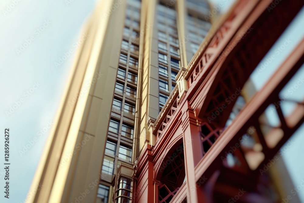 Poster a tall building with a clock tower, suitable for use in architectural or cityscape photography