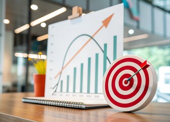 A target icon with a sales graph