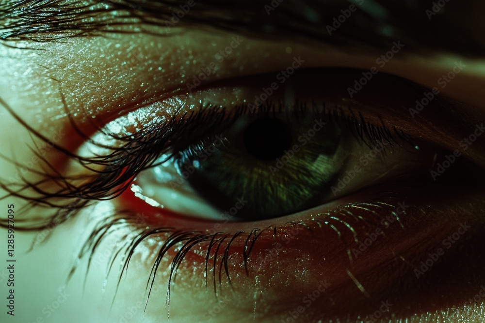 Poster a detailed view of an individual's eye with distinct features