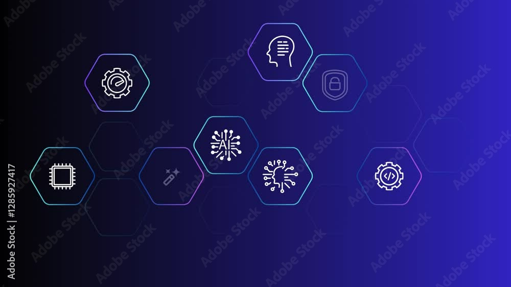Poster ai artificial intelligence concept of modern interconnected icon symbol of agi general intelligence 