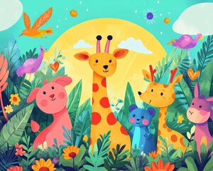 Obraz premium Animals celebrate a day of no hunting with s