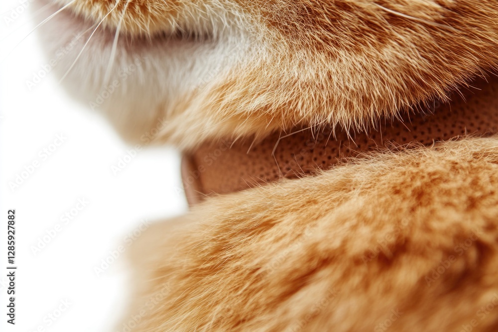 Poster a close-up view of an orange cat's face with distinctive facial features, suitable for use in pet-re