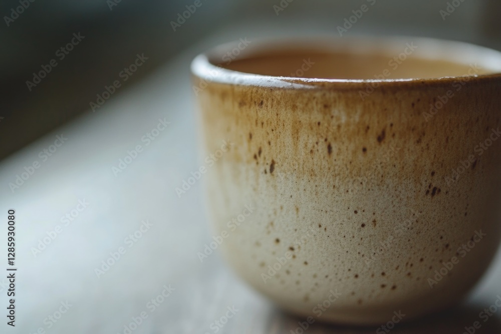 Poster a close-up of a cup on a table with a plain background