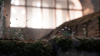 Fototapeta premium Lush Green Ravine. A close-up view of a moss-covered rock formation in a serene green ravine, perfect for inspiration and tranquility.