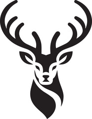 Tribal-Style Deer Head Vector Illustration in Black and White

