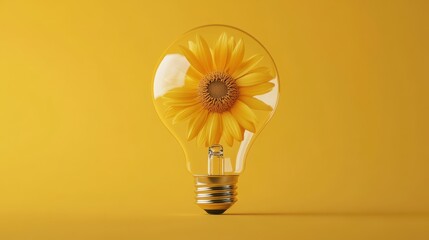 Yellow flower in bulb on yellow background .