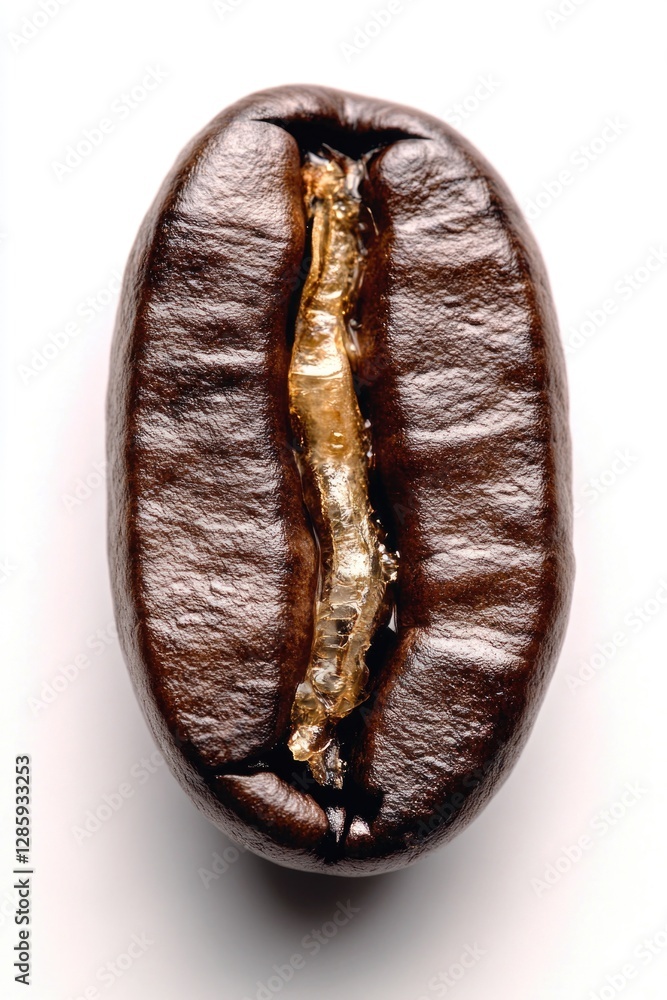 Wall mural A detailed view of a single coffee bean on a white background