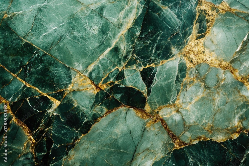 Poster A detailed view of a green marble surface with unique veining patterns