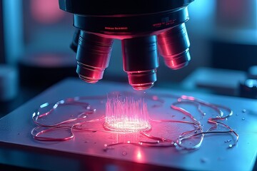 Advanced Microscopy: Detailed View of Microscopic Structures Under High-Powered Lens