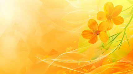 Bright and vibrant orange floral background with delicate flowers and abstract swirls