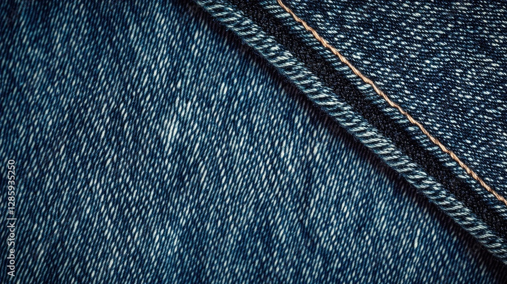 Poster a detailed view of a pair of denim pants from the waist down, with stitching and fabric texture visi