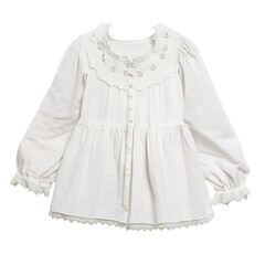 Obraz premium White Cotton Blouse with Bell Sleeves Isolated on Transparent Background