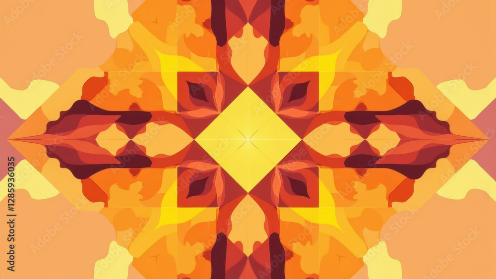 Poster an artistic depiction of a christian cross with intricate patterns and warm colors.