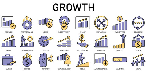 Fototapeta premium Set of Growth Icons or symbols Vector fully editable file 