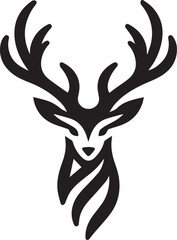 Tribal-Style Deer Head Vector Illustration in Black and White

