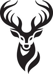 Tribal-Style Deer Head Vector Illustration in Black and White


