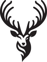 Tribal-Style Deer Head Vector Illustration in Black and White

