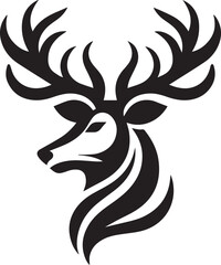 Tribal-Style Deer Head Vector Illustration in Black and White

