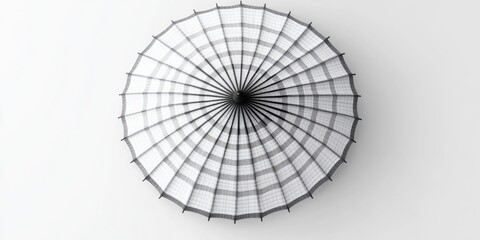 A large white umbrella hangs from the wall, providing shade and protection