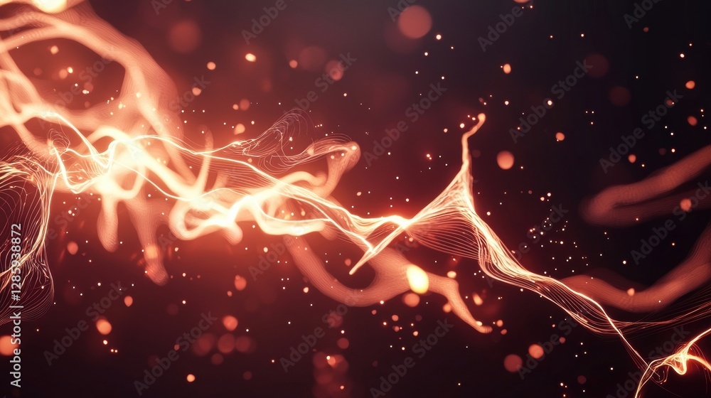 Aufkleber abstract futuristic background with flowing light trails and sparkling particles, network abilities,
