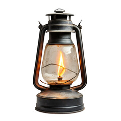 A Long Burning Flame from a Traditional Oil Lantern Isolated on Transparent Background