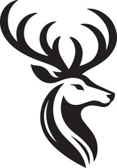 Tribal-Style Deer Head Vector Illustration in Black and White

