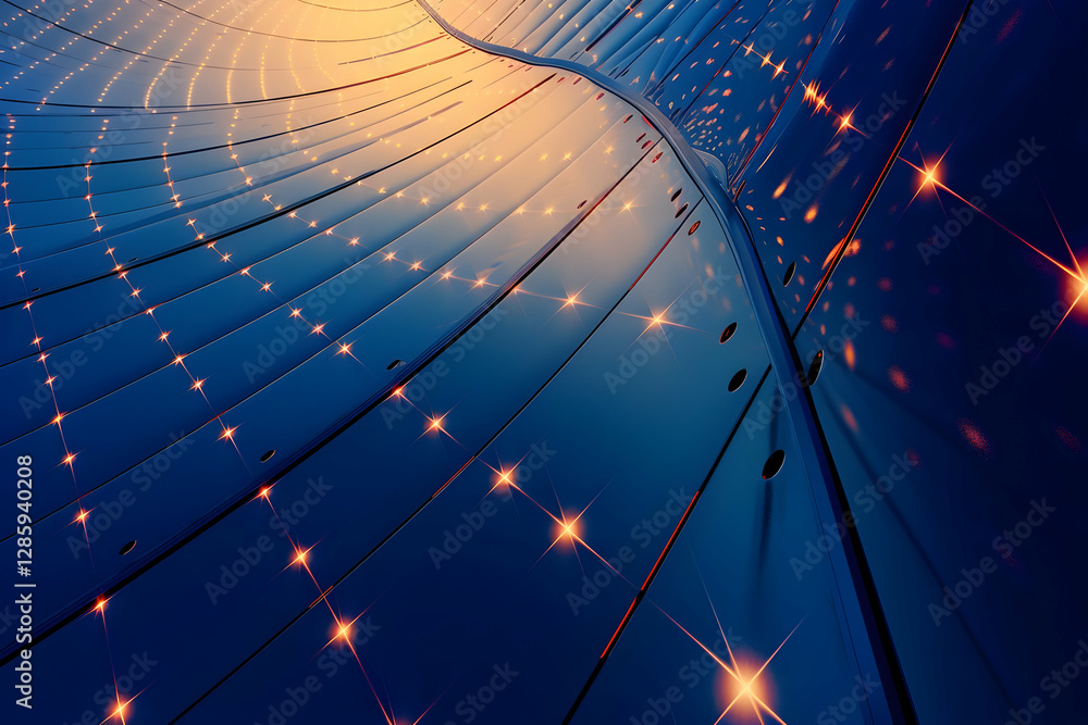 Poster abstract view of a shimmering blue surface with glowing stars, creating a serene atmosphere