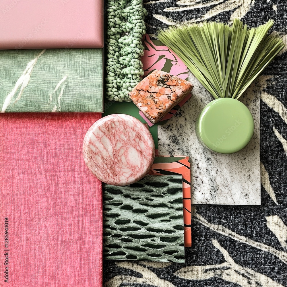 Poster a collection of variously colored objects arranged on a table