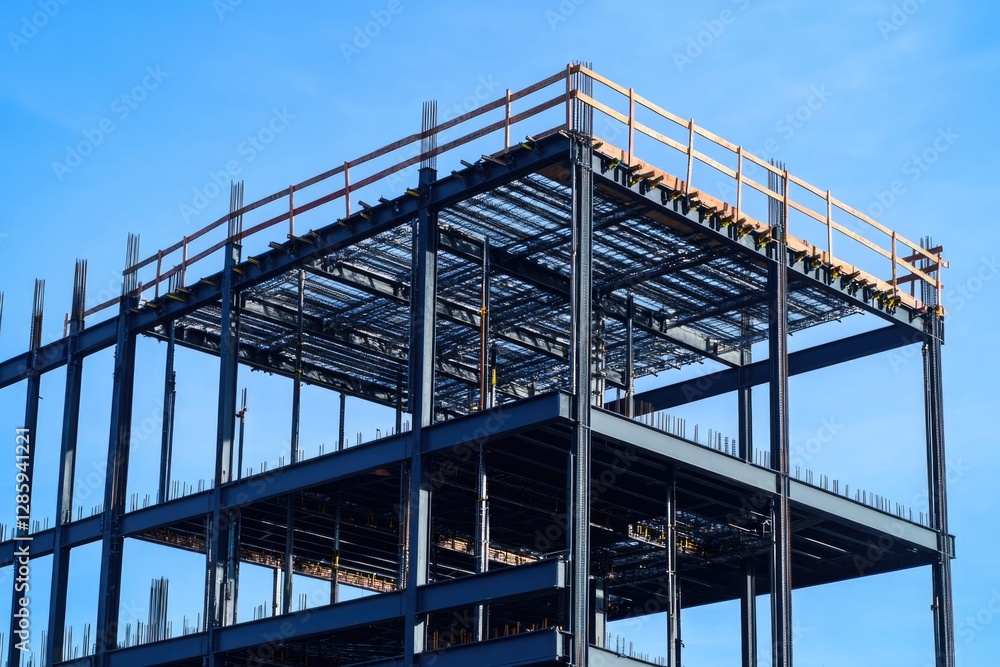 Poster a large metal structure stands tall under a bright blue sky with not much else in sight