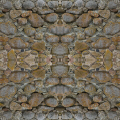 An old stone wall. Background of grey stones. Stone texture. Seamless. Symmetrical.
