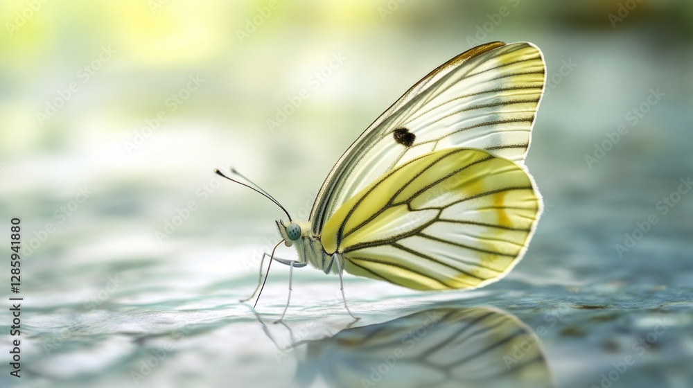 Poster a close-up shot of a colorful butterfly perched on a smooth surface