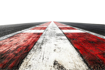 Red and White Finish Line on Asphalt Road