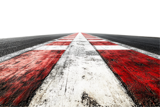 Red and White Finish Line on Asphalt Road