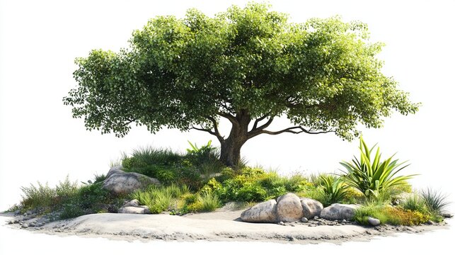 Isolated tree with transparent background, perfect for versatile design applications, showcasing natural elegance and simplicity, ideal for graphic projects, web design, and artistic compositions.