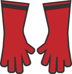 빨간색 고무장갑 벡터 일러스트 디자인 요소