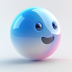 Fototapeta premium A smiling sphere with blue and pink gradient colors