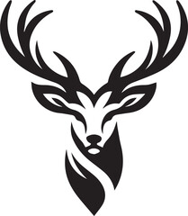 Tribal-Style Deer Head Vector Illustration in Black and White

