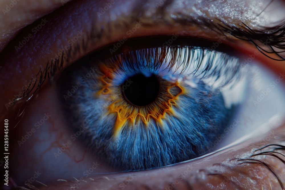 Poster a detailed view of a single blue eye, ideal for use in portraits or as a design element