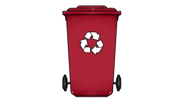 Animated Push Trash Bin, Waste Disposal and Recycling Motion. Type of push trash bin