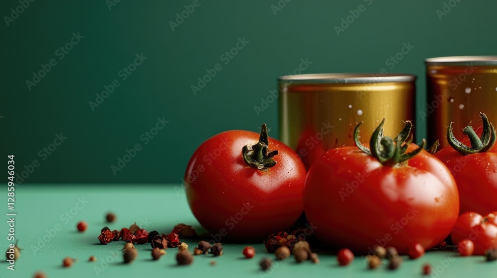 Poster A group of tomatoes arranged on a table