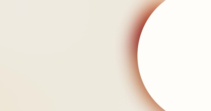 Minimalist Light Ivory Background Loop With A White Round Border And A Blurry Color Changing Drop Of Shadow Swirling Around. 4K Video. Simple Modern Animated Layout With Copy Space Ideal For Banner.