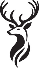 Tribal-Style Deer Head Vector Illustration in Black and White

