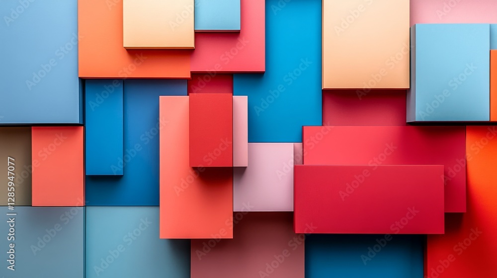Poster a colorful abstract composition of overlapping geometric shapes