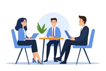 Three people sitting at a table, two of them wearing ties