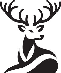 Tribal-Style Deer Head Vector Illustration in Black and White

