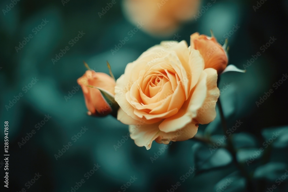 Poster a detailed view of a single flower on its stem, suitable for uses such as product photography or bot